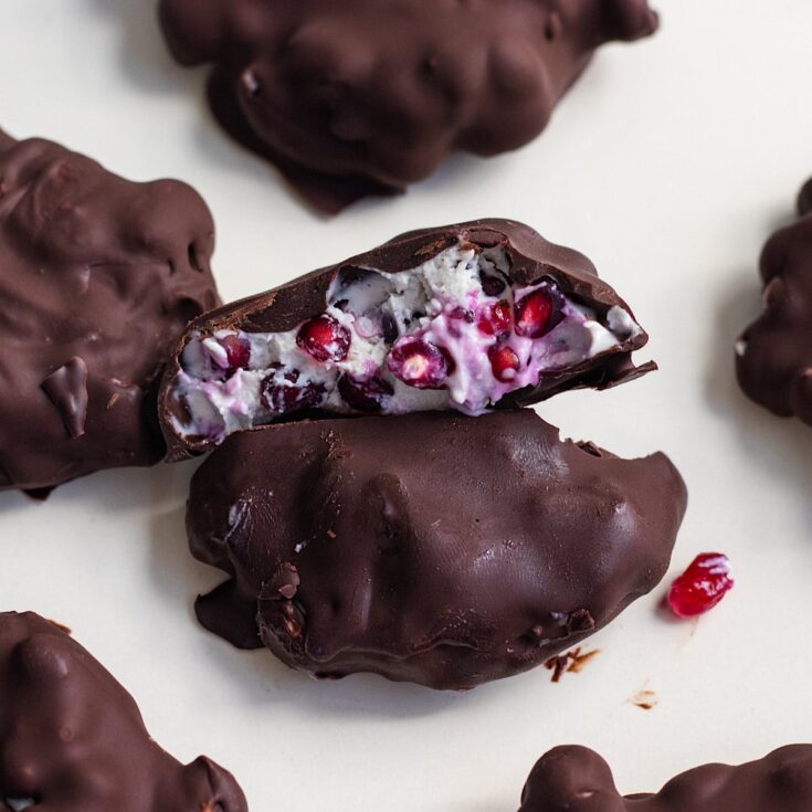 Image for Chocolate Covered Pomegranate Yogurt Clusters - Avocado Skillet