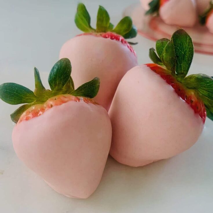 Image for Easy Pink Chocolate-Covered Strawberries Recipe -